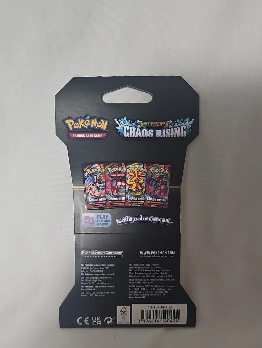 Pokémon Chaos Rising Booster Pack New